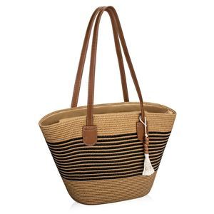Straw Beach Tote Bag, Large Woven Purse With Zier Summer :o)